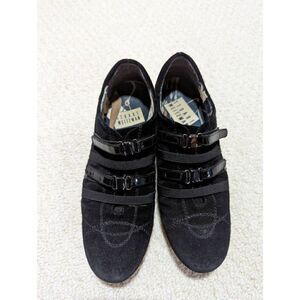 Stuart Weitzman Women's Black Casual Suede Patent Leather Sneakers Shoe Size 6.5